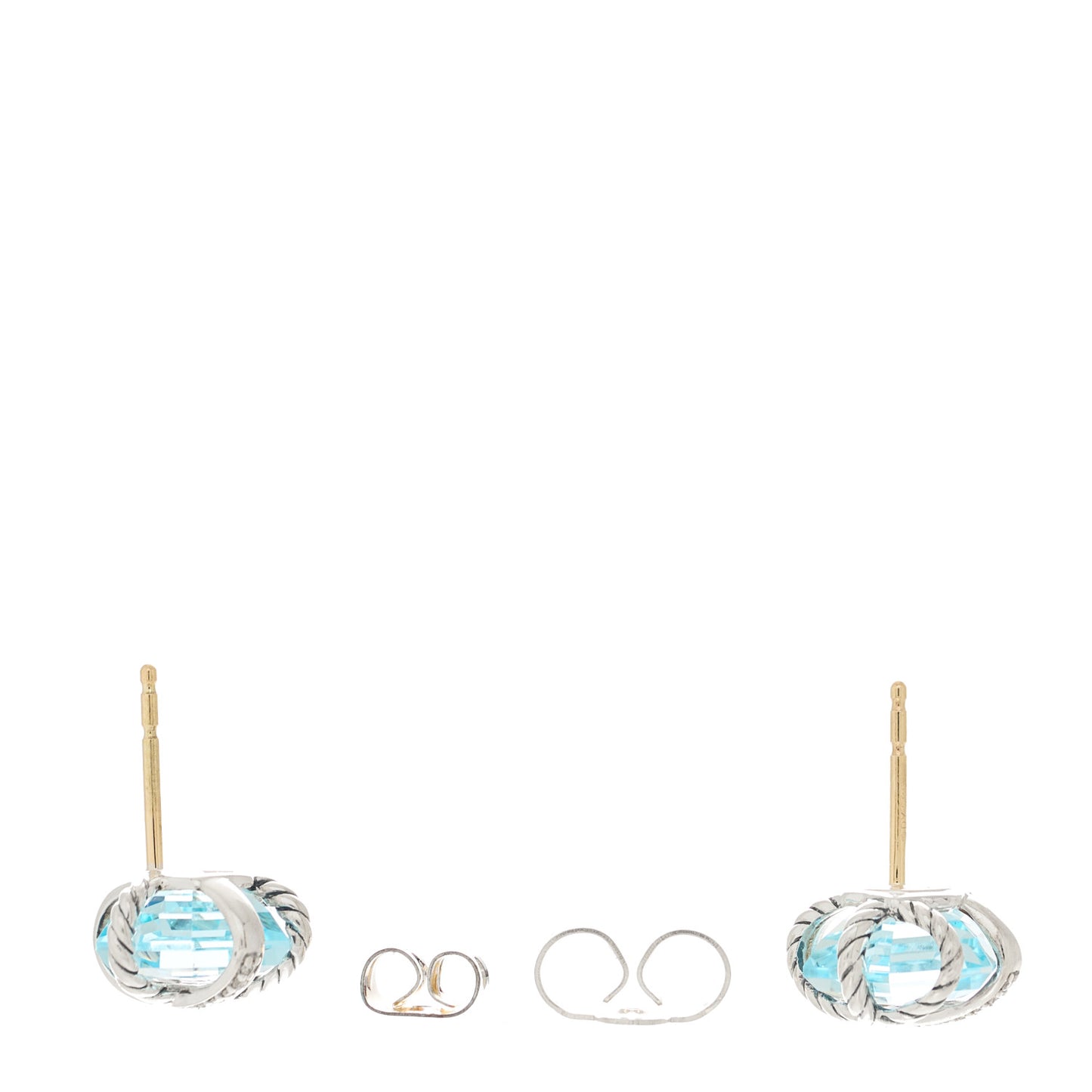 Sterling Silver Diamond Blue Topaz 10mm Cable Wrap Earrings