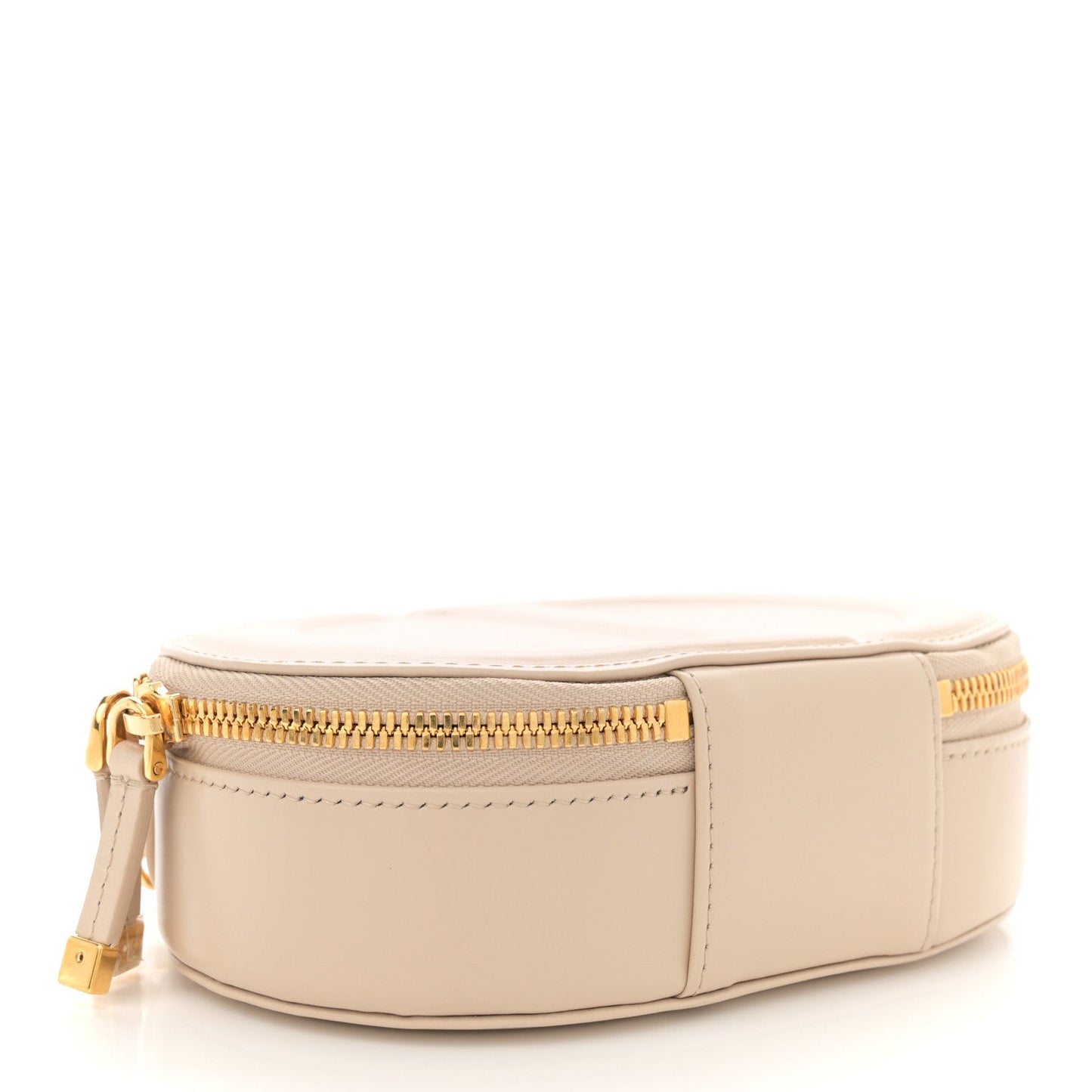Calfskin CD Signature Oval Crossbody Camera Bag Caramel Beige