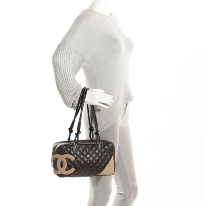 Chanel Calfskin Quilted Cambon Large Bowler Brown Beige 2 of 7