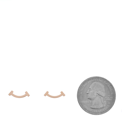 Tiffany 18K Rose Gold T Smile Stud Earrings 2 of 4
