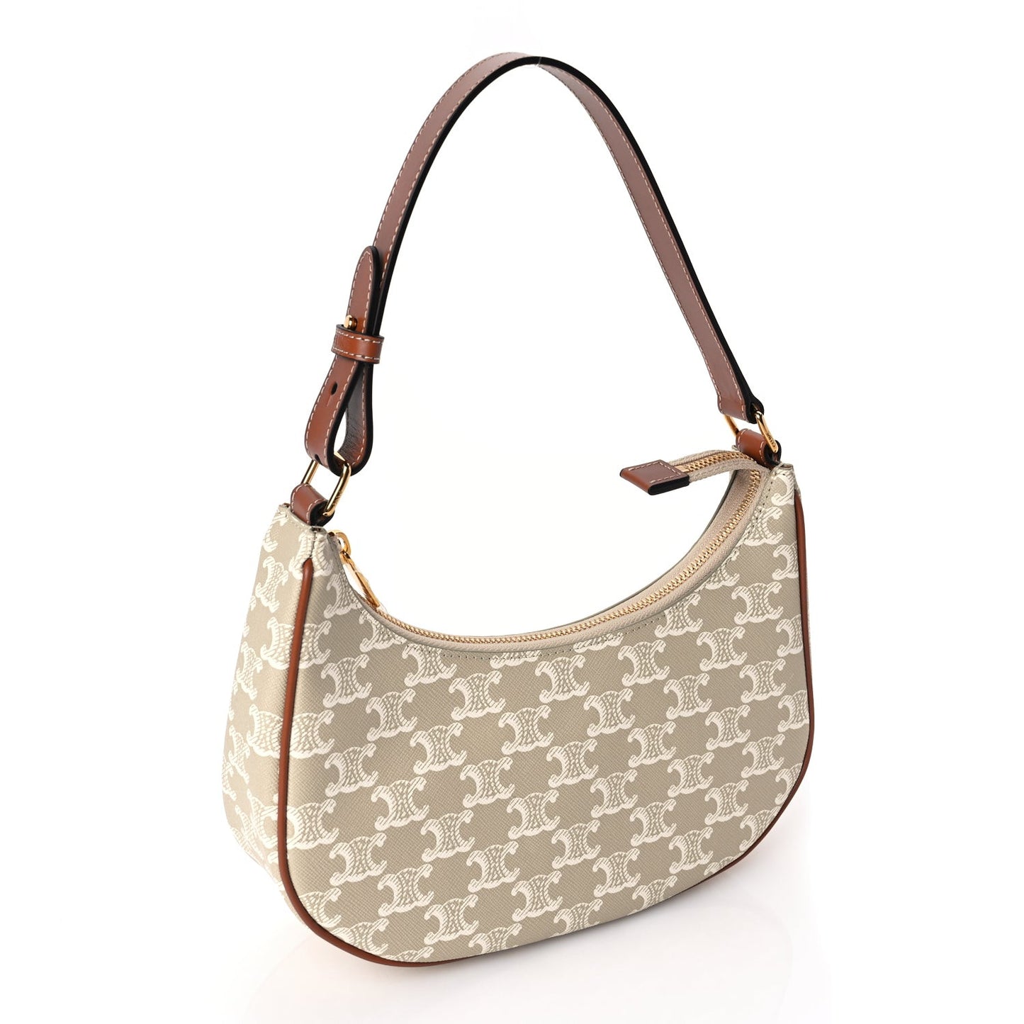 Canvas Calfskin Ava Triomphe Shoulder Bag Grege