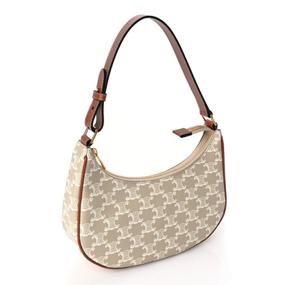 Celine Canvas Calfskin Ava Triomphe Shoulder Bag Grege 2 of 8