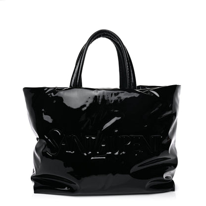 Saint Laurent Patent Wide Puffer Maxi Tote Black 2 of 16