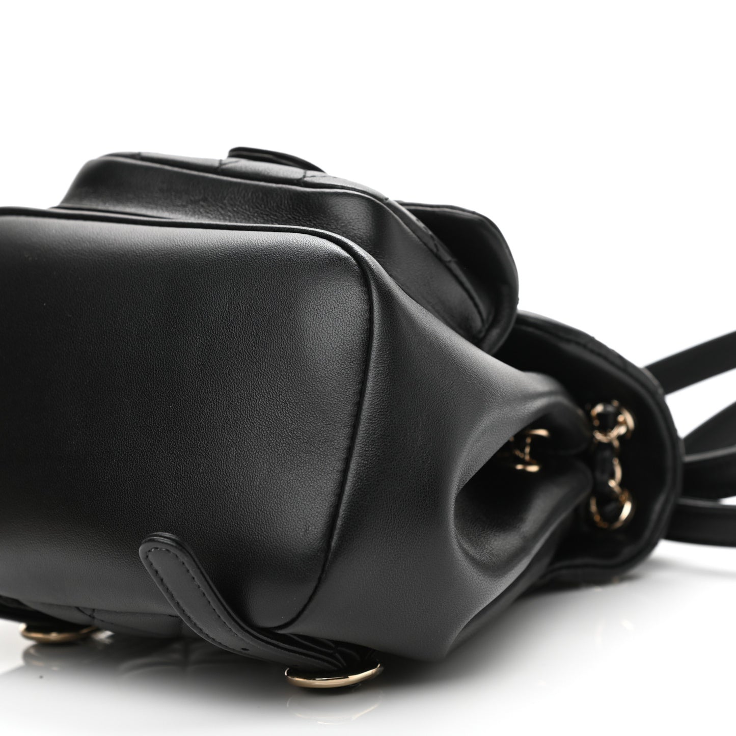 Lambskin Quilted Small Duma Drawstring Backpack Black