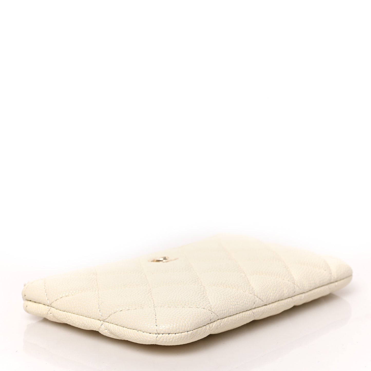 Caviar Quilted Small Cosmetic Case White