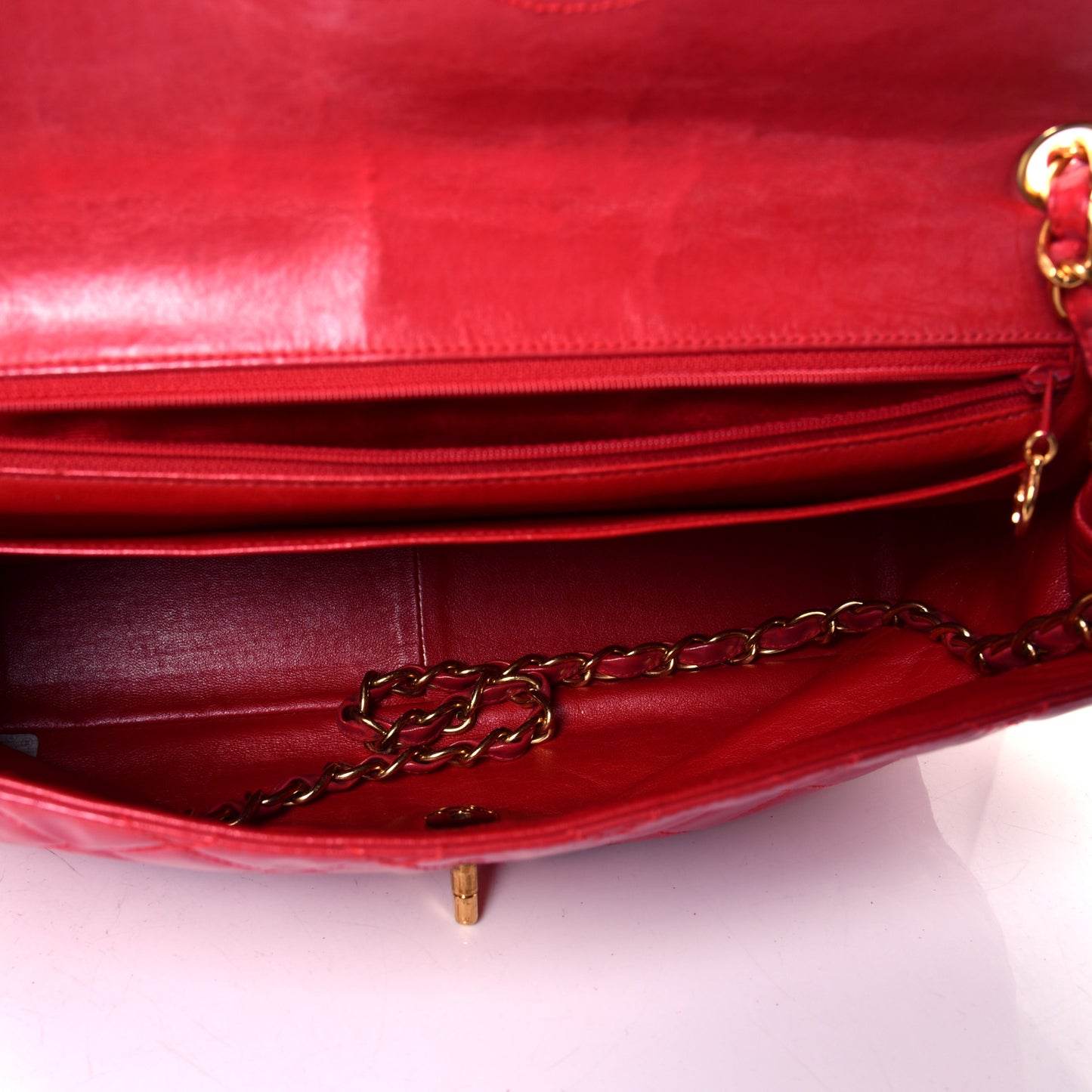 Lambskin Quilted Jumbo Single Flap Red