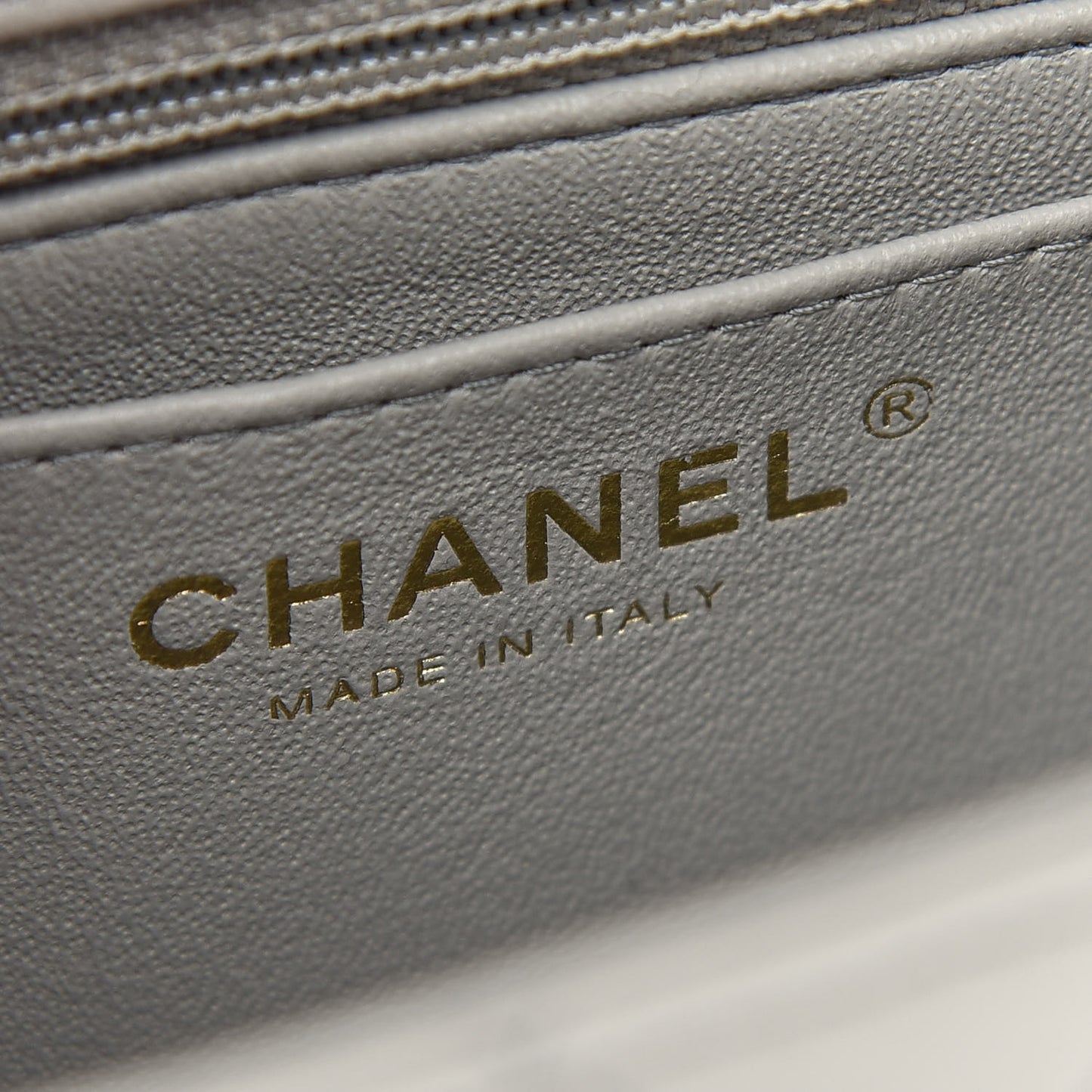 Lambskin Quilted Mini Rectangular Flap Grey