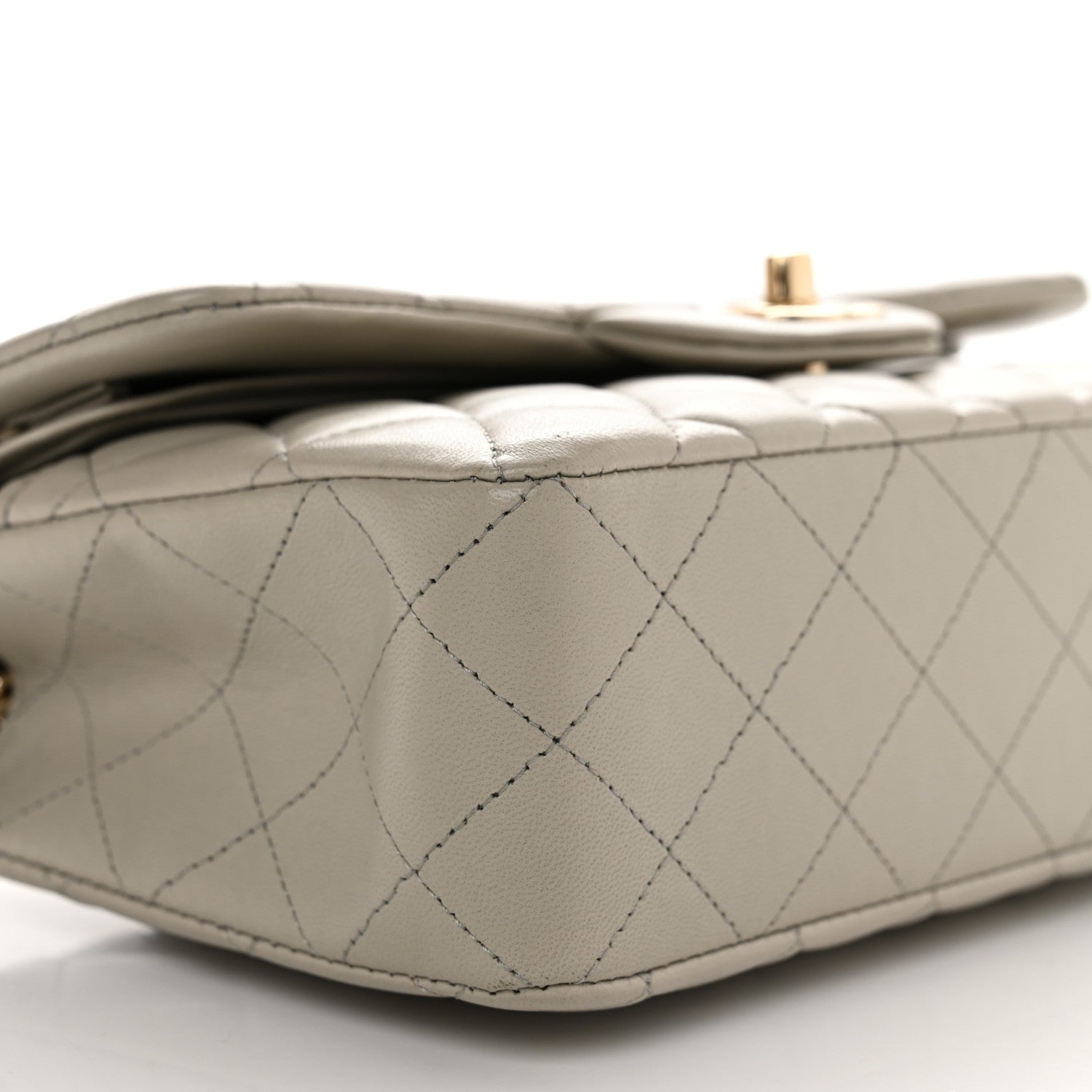 Chanel Lambskin Quilted Small Double Flap Light Grey 9 of 12