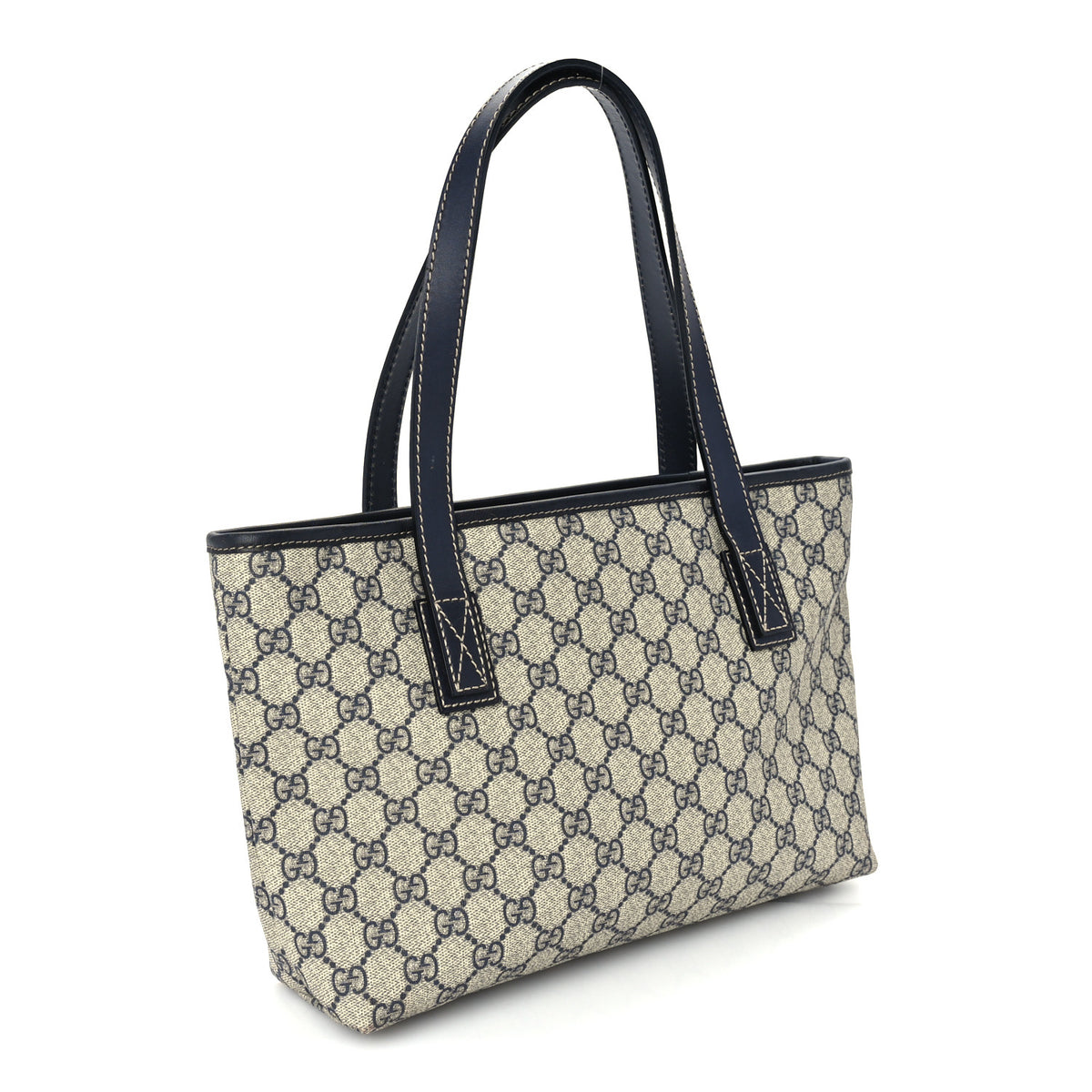 GG Supreme Monogram Medium Zippered Shopping Tote Navy