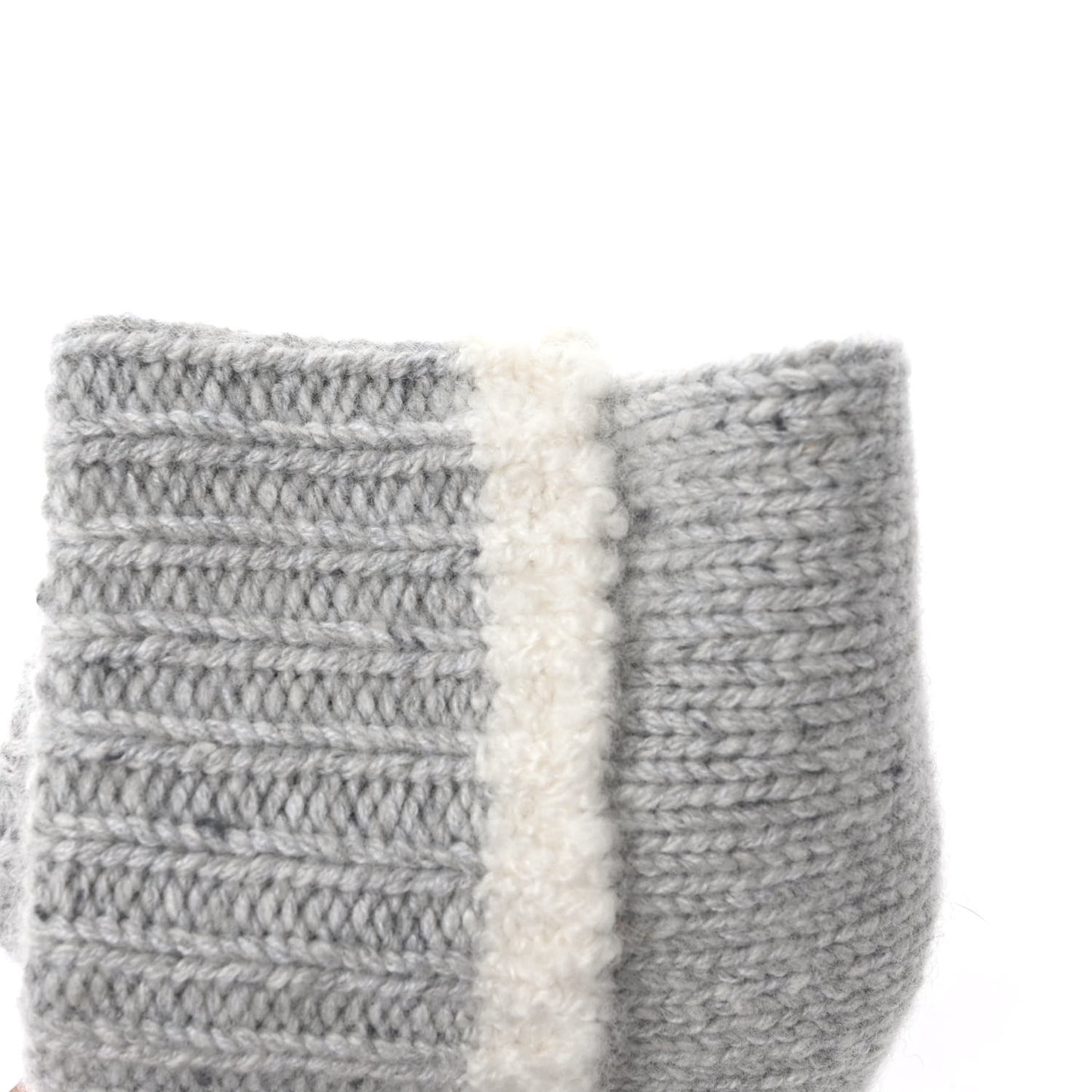 Cashmere Silk CC Beanie Hat Grey Ecru