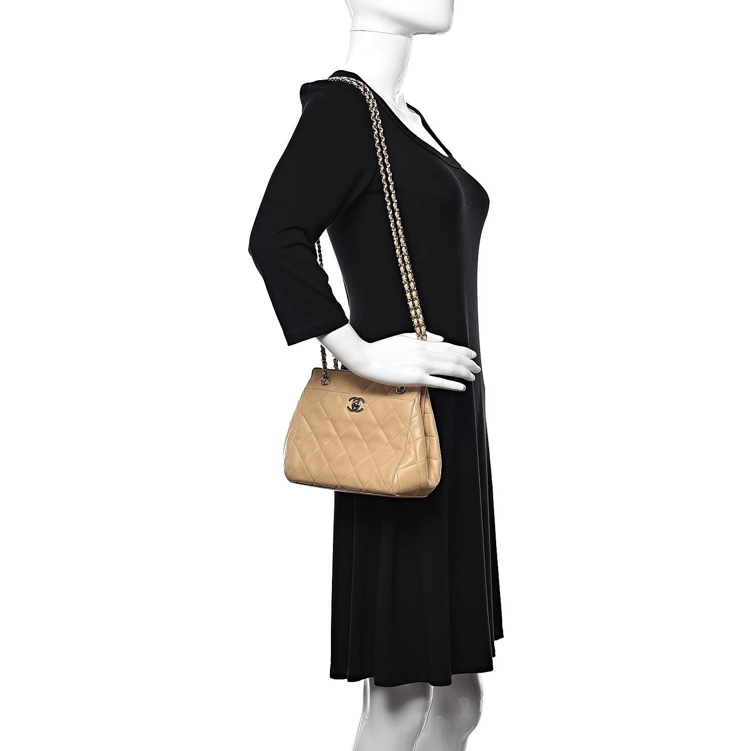 Chanel Lambskin Quilted Small Shoulder Bag Beige 2 of 10