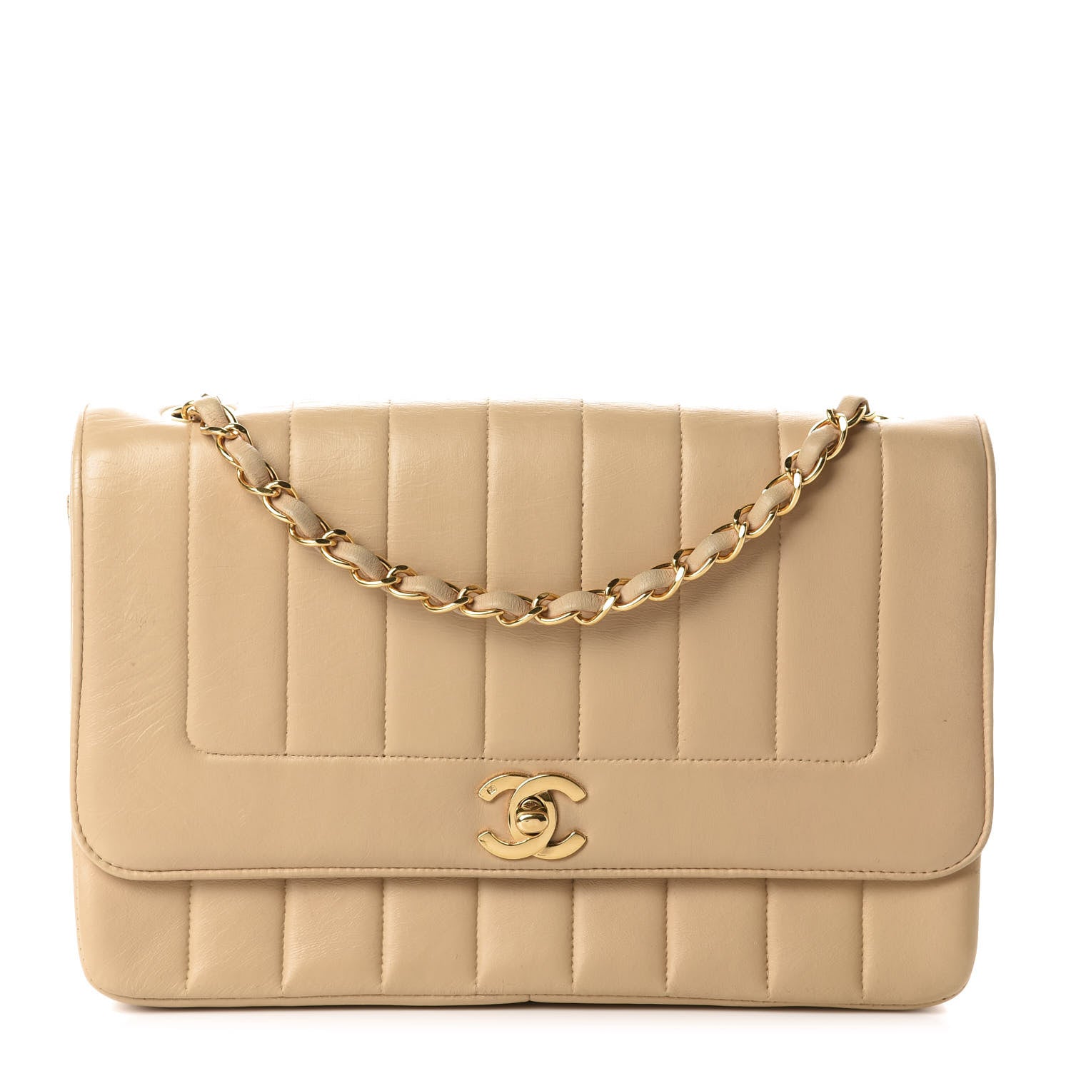 Chanel Lambskin Vertical Quilt Medium Flap Beige 1 of 12