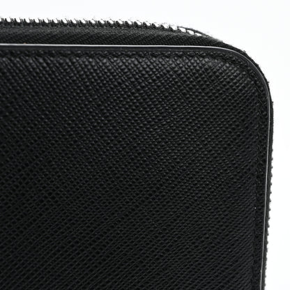 Prada Saffiano Embossed Zip Around Wallet Black 12 of 13