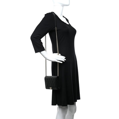 Chanel Caviar Quilted Boy Wallet On Chain WOC Black 2 of 13