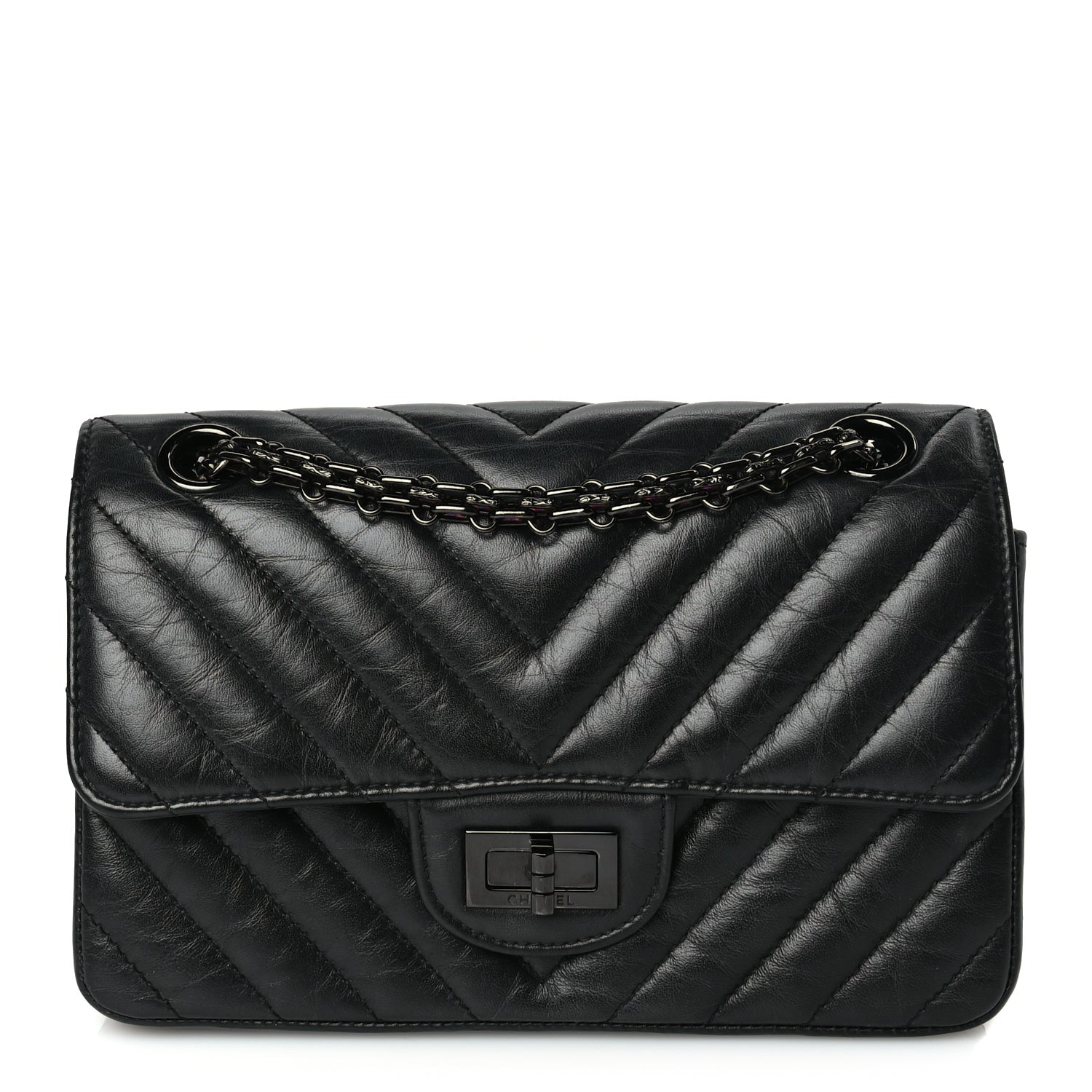 Chanel Aged Calfskin Quilted 2.55 Reissue Mini Flap So Black 1 of 9