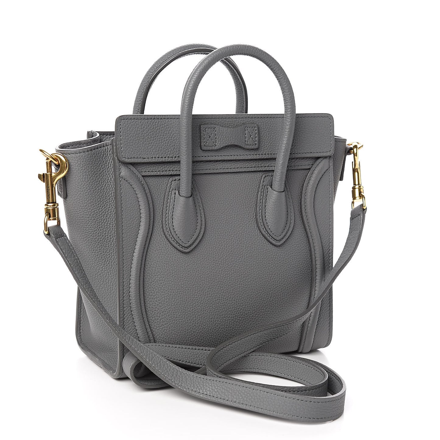 Drummed Calfskin Nano Luggage Kohl