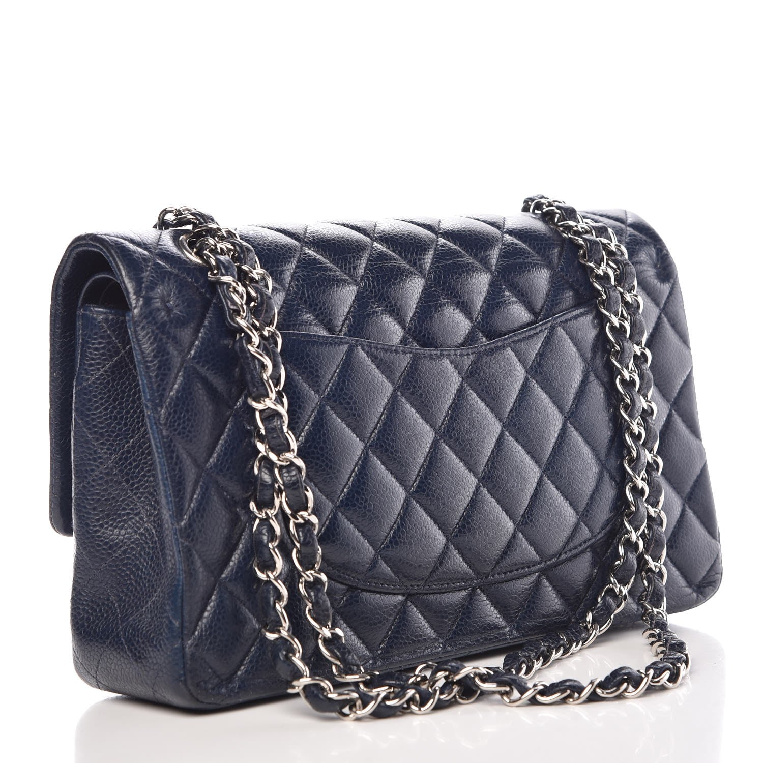 Chanel Caviar Quilted Medium Double Flap Dark Blue 4 of 12
