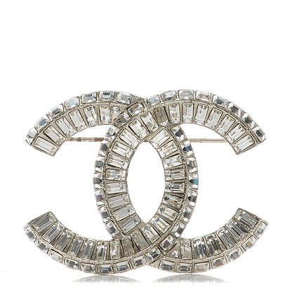 Chanel Baguette Crystal CC Brooch Silver 1 of 6