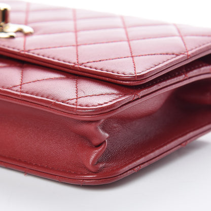 Chanel Lambskin Quilted Trendy CC Wallet On Chain WOC Dark Red 10 of 14