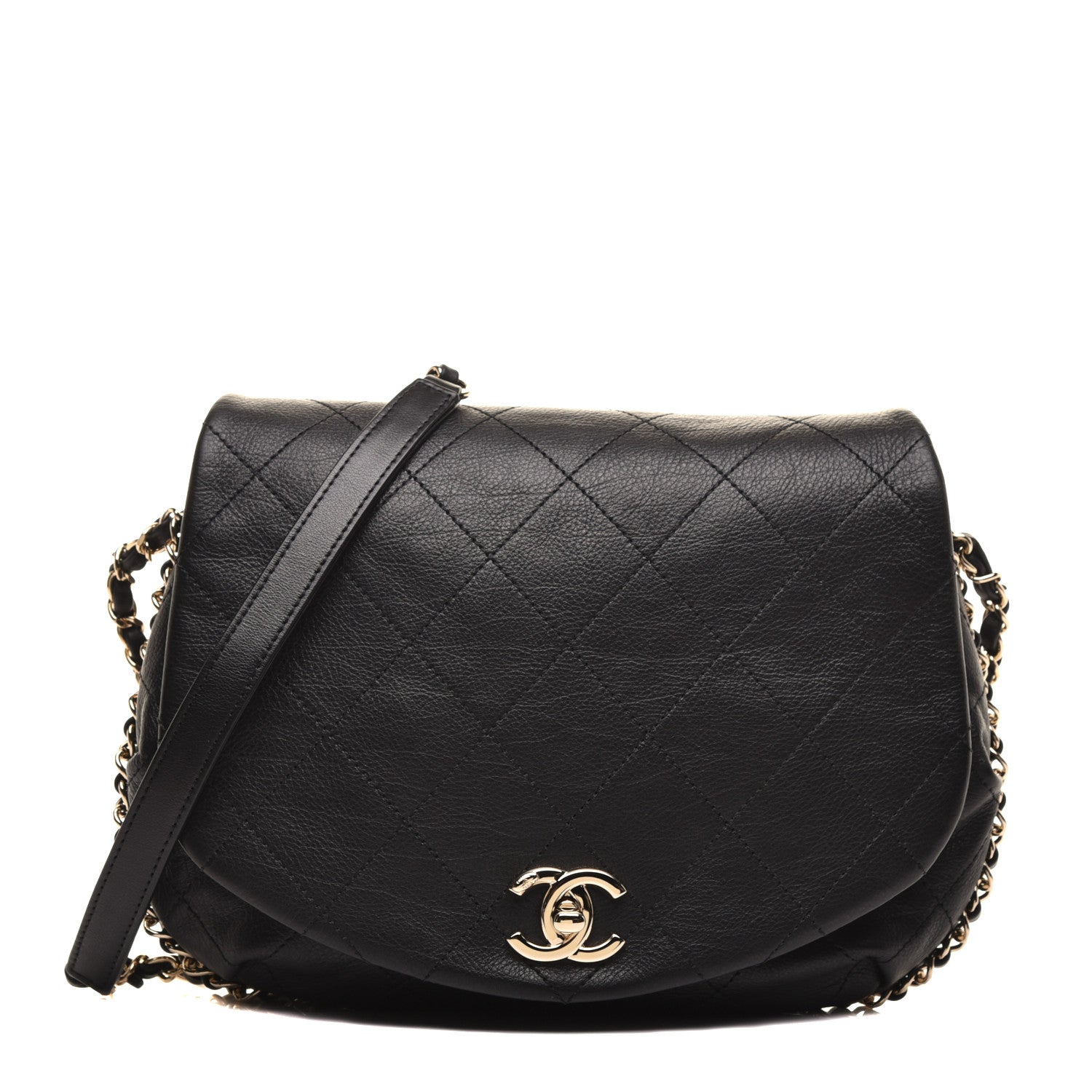 Chanel Calfskin Stitched Messenger Flap Black 1 of 8