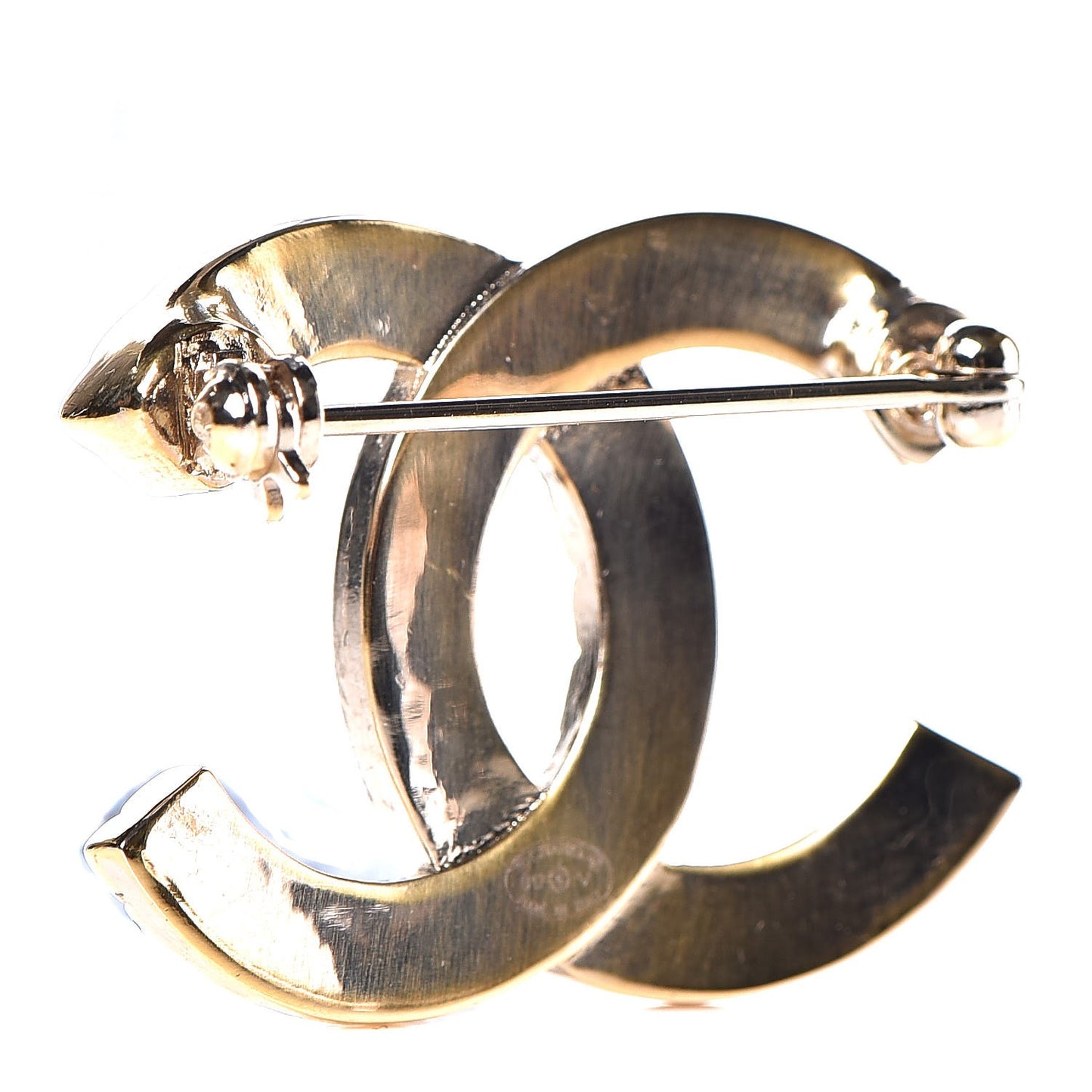 Baguette Crystal Quilted CC Brooch Gold