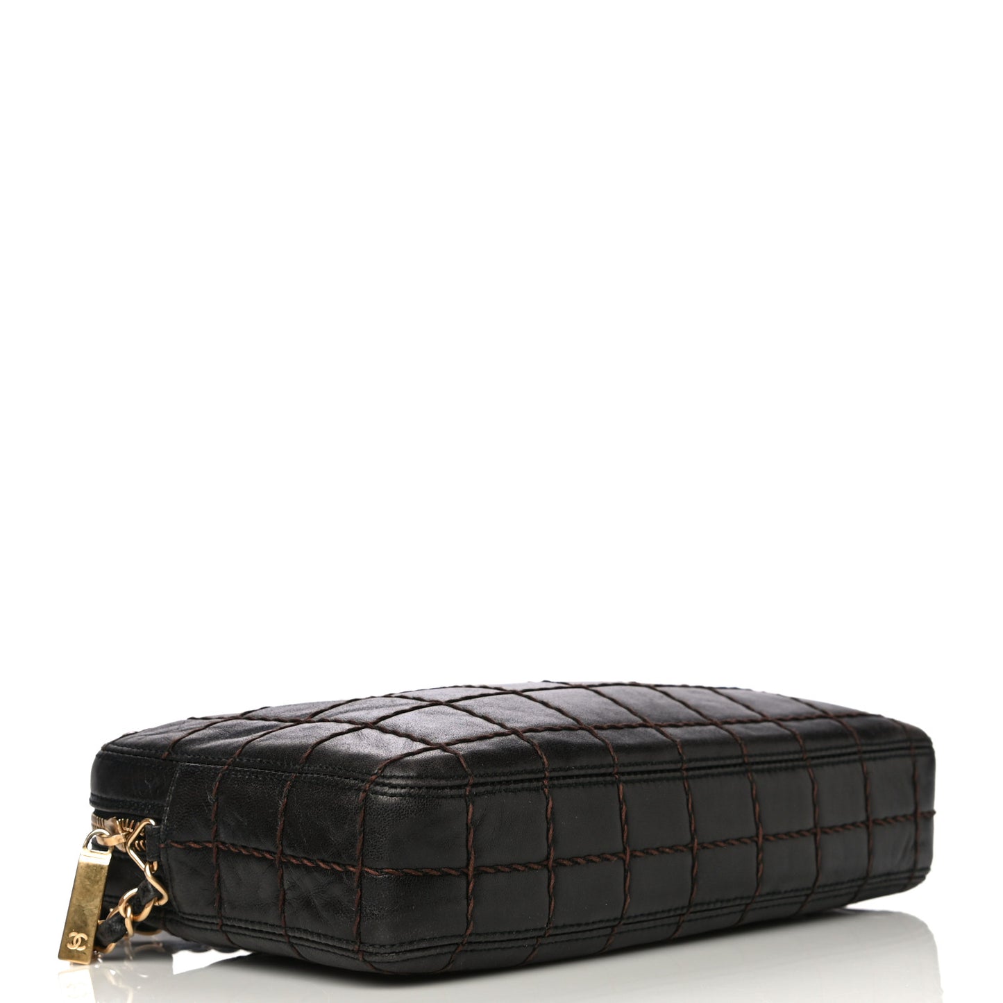 Lambskin Quilted Chocolate Bar Camera Case Black
