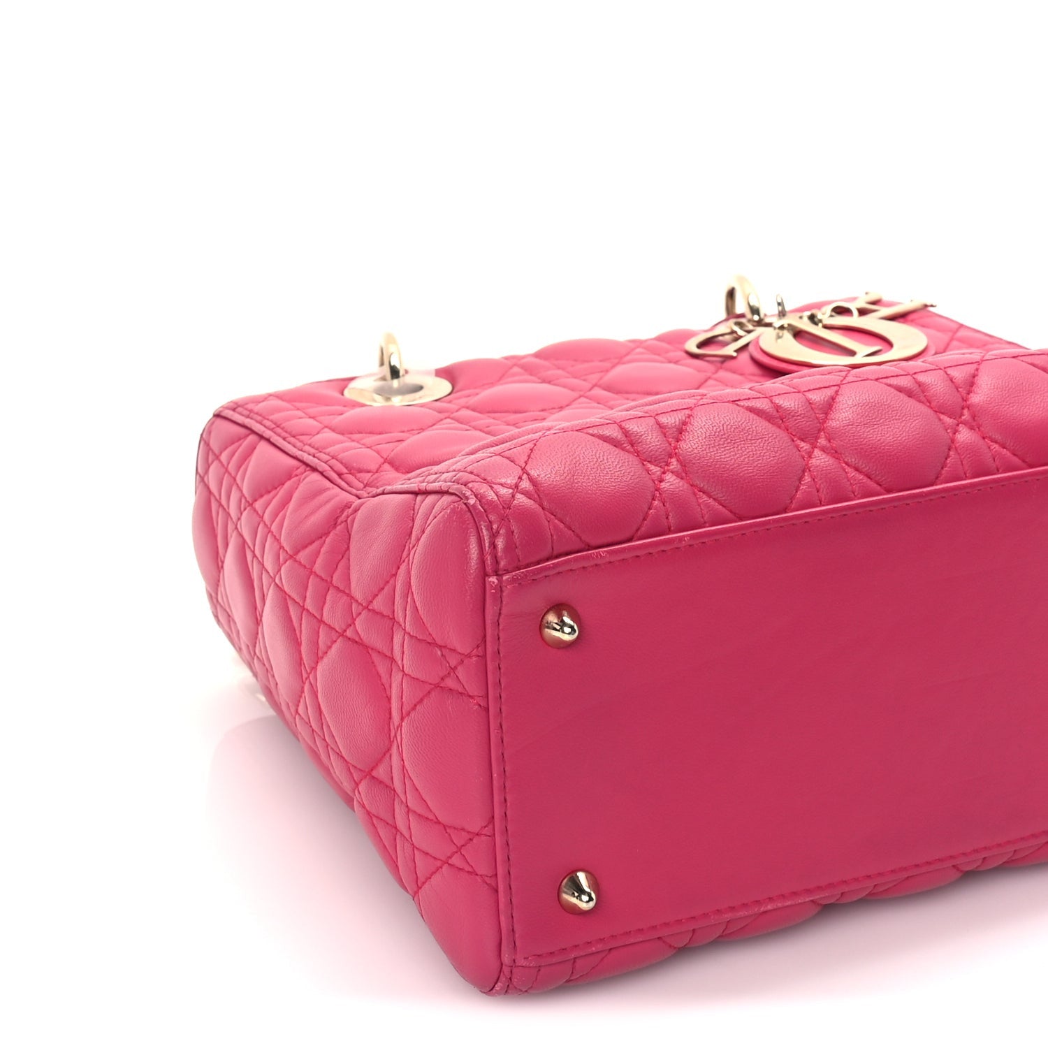 Christian Dior Lambskin Cannage Medium Lady Dior  Fuchsia 7 of 8