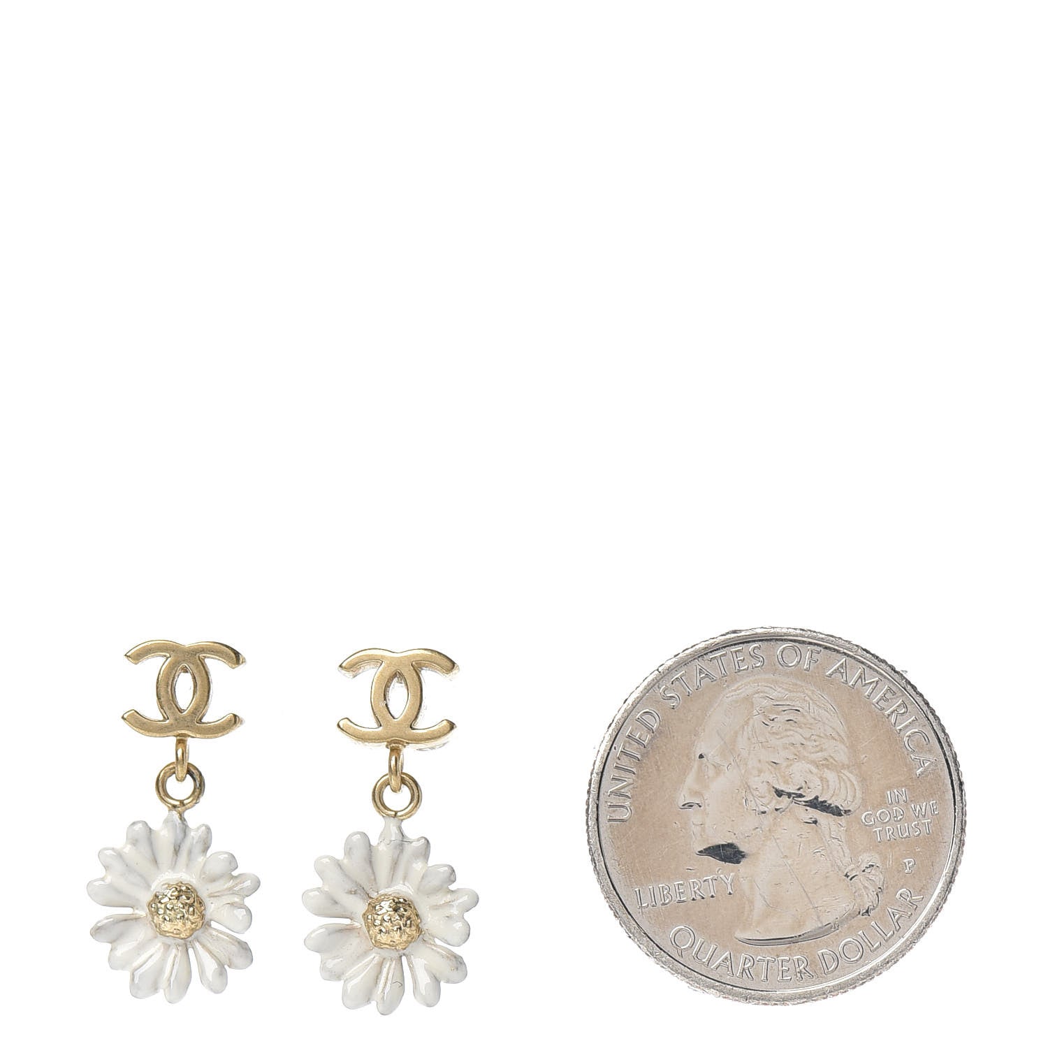 Chanel Flower CC Dangle Earrings Gold 2 of 4