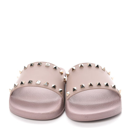 Valentino Garavani Rubber Rockstud Slide Sandals 39 Poudre 2 of 6