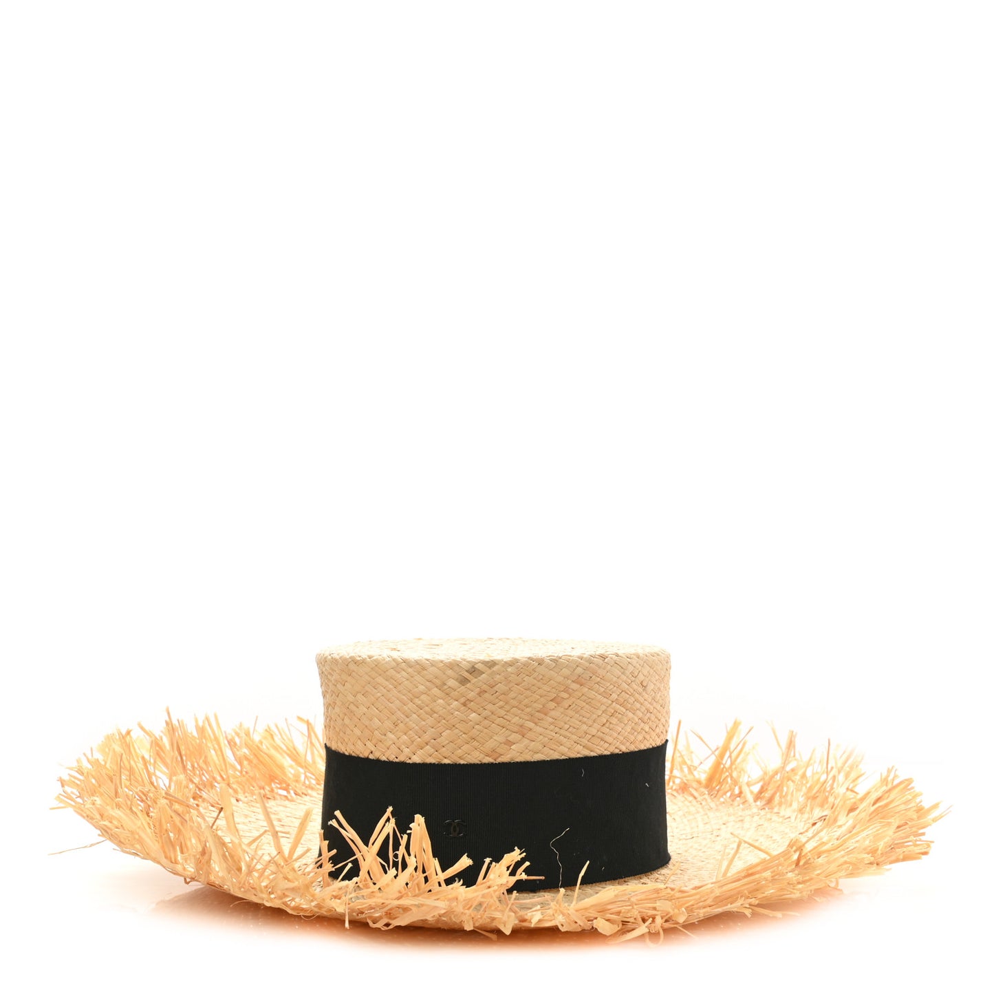 Raffia Wide Brimmed Hat L Beige Black
