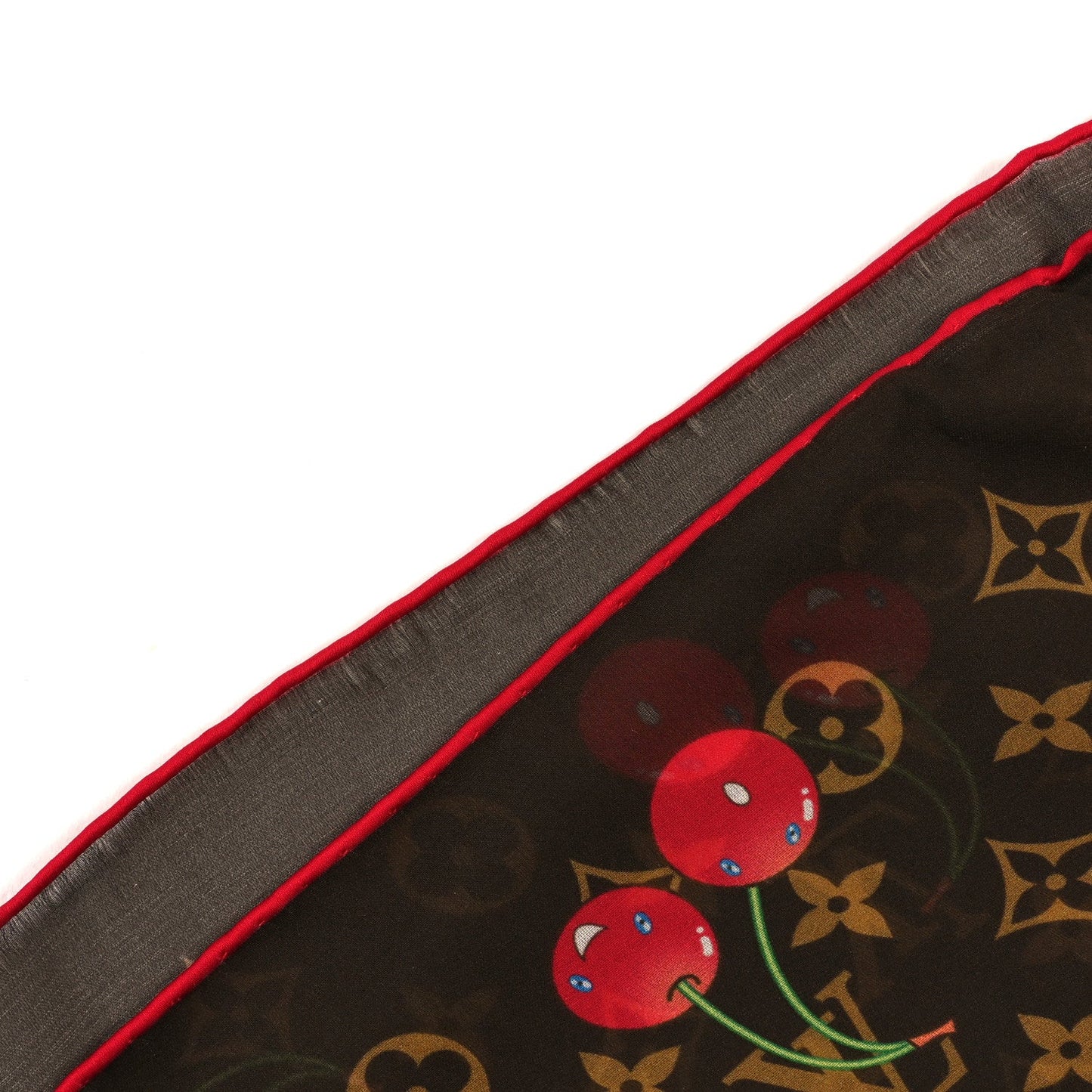 LV X TM Silk Cotton Monogram Cerises Square Scarf 55 Brown