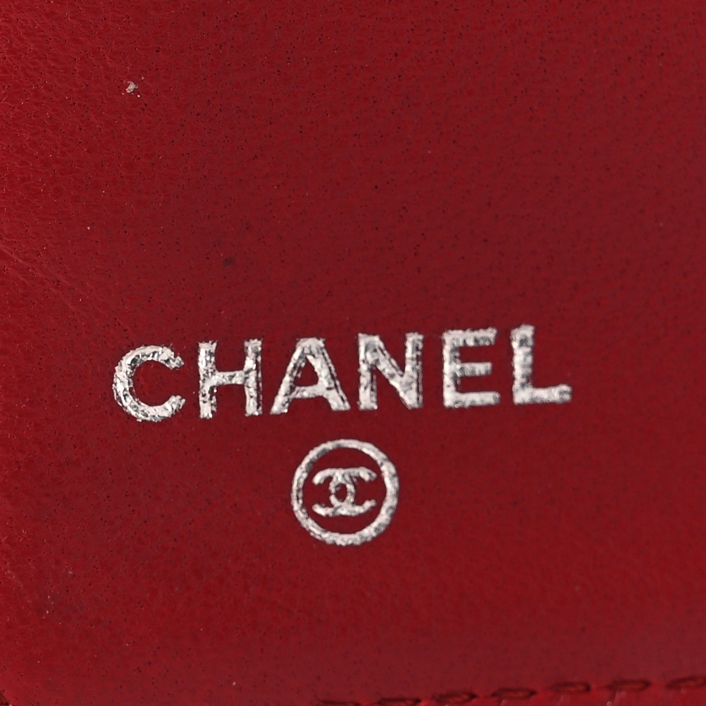 Lambskin Camellia Embossed Yen Wallet Dark Red