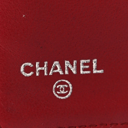 Chanel Lambskin Camellia Embossed Yen Wallet Dark Red 6 of 9