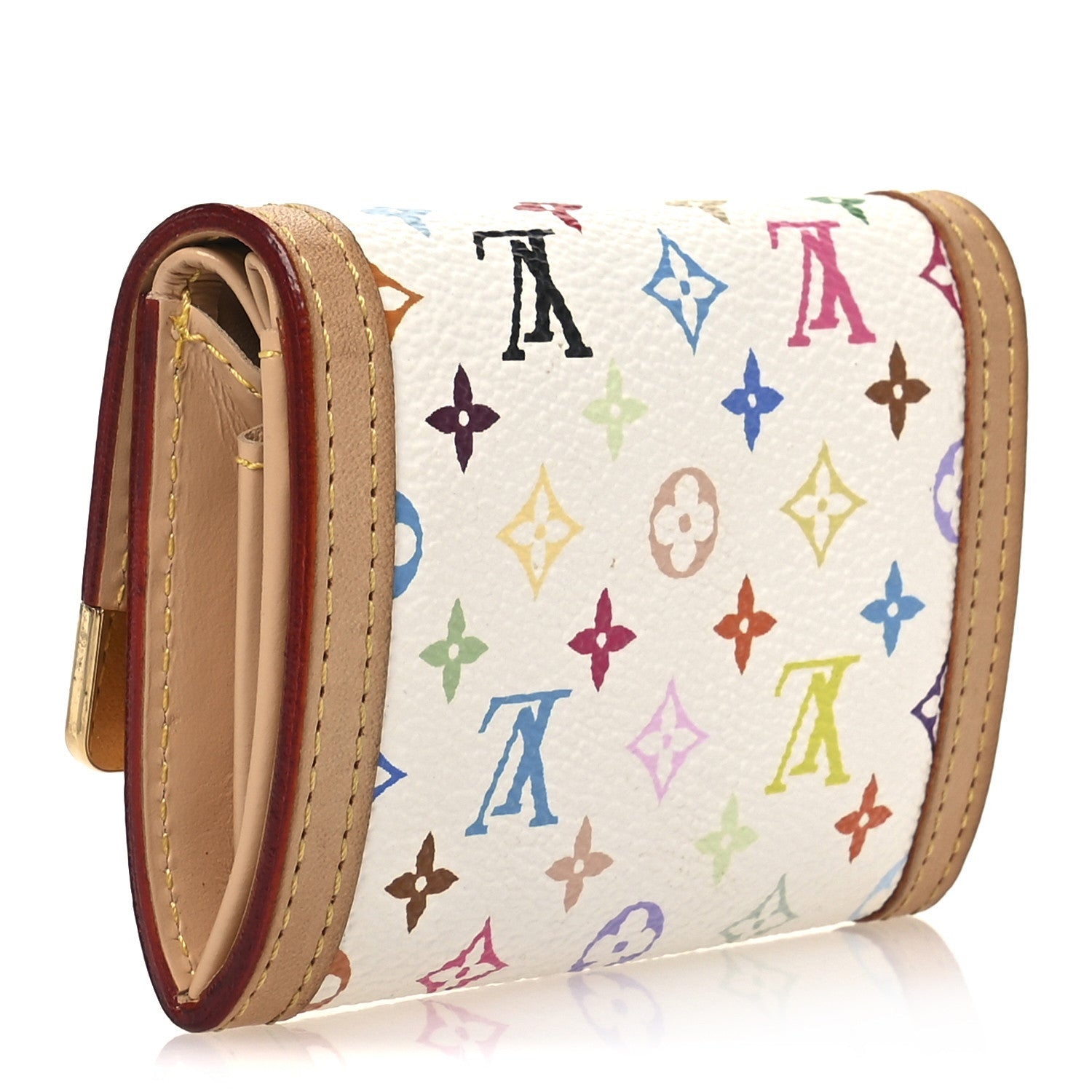 Louis Vuitton Monogram Porte-Monnaie Plat Coin Purse White 3 of 7