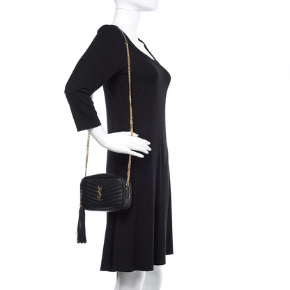 Saint Laurent Grain De Poudre Matelasse Monogram Mini Lou Camera Bag Black 2 of 10