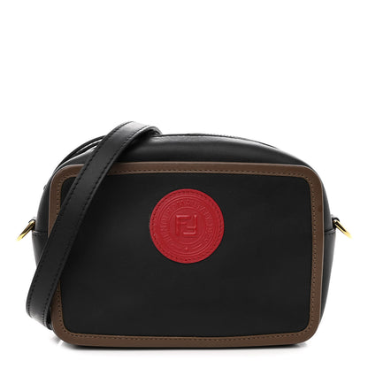 Fendi Vitello Century Matte Stamp Patch Bi-Color Mini Camera Case Black Maya Fragola 1 of 9