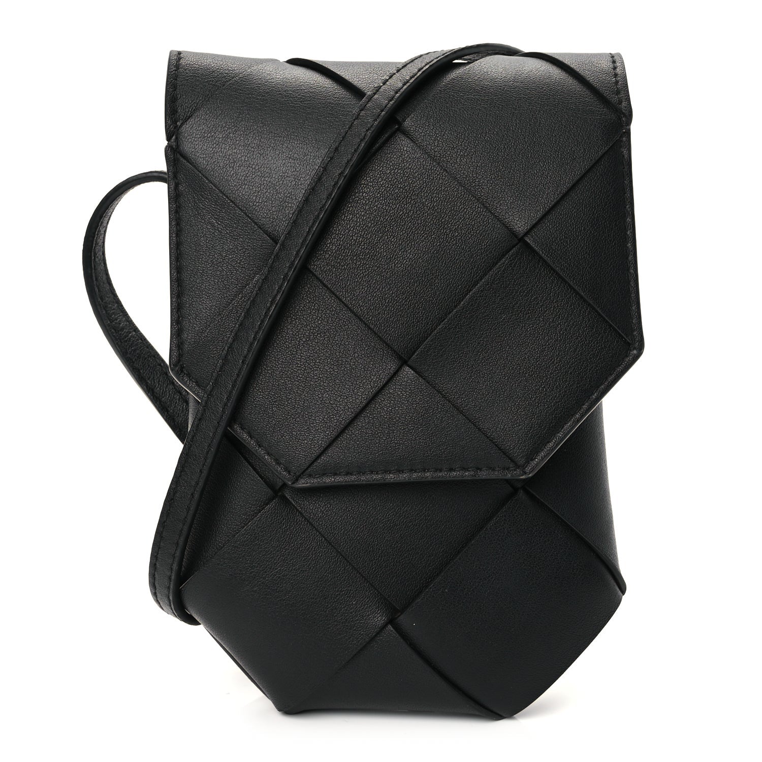 Bottega Veneta Calfskin Intreccio Diago Phone Pouch Black Pinecone Black Pinecone 1 of 9