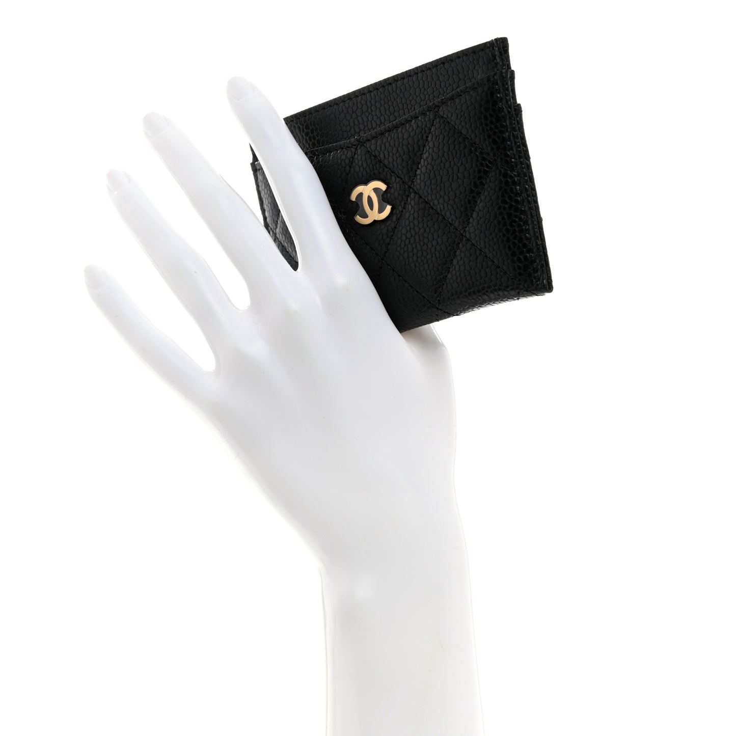 Caviar Quilted Card Holder Black