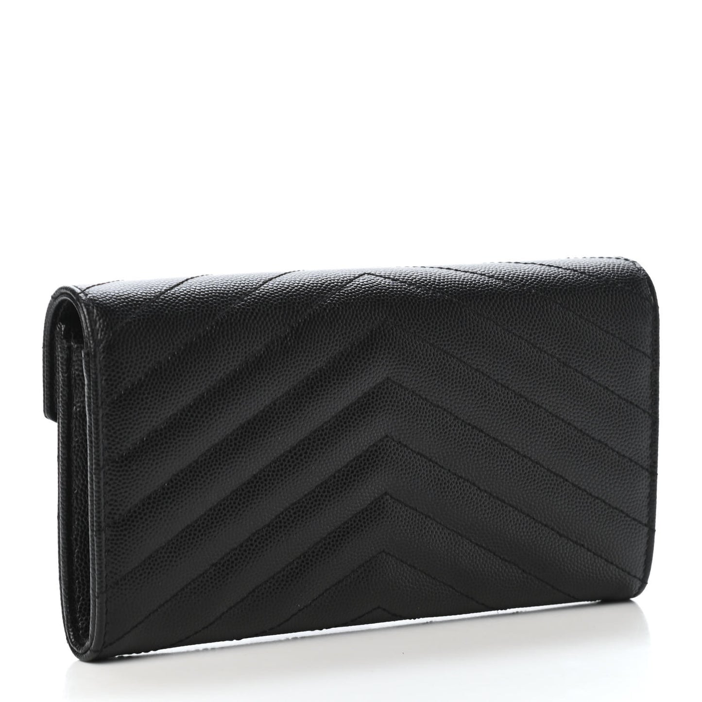 Grain De Poudre Matelasse Chevron Monogram Flap Wallet Black