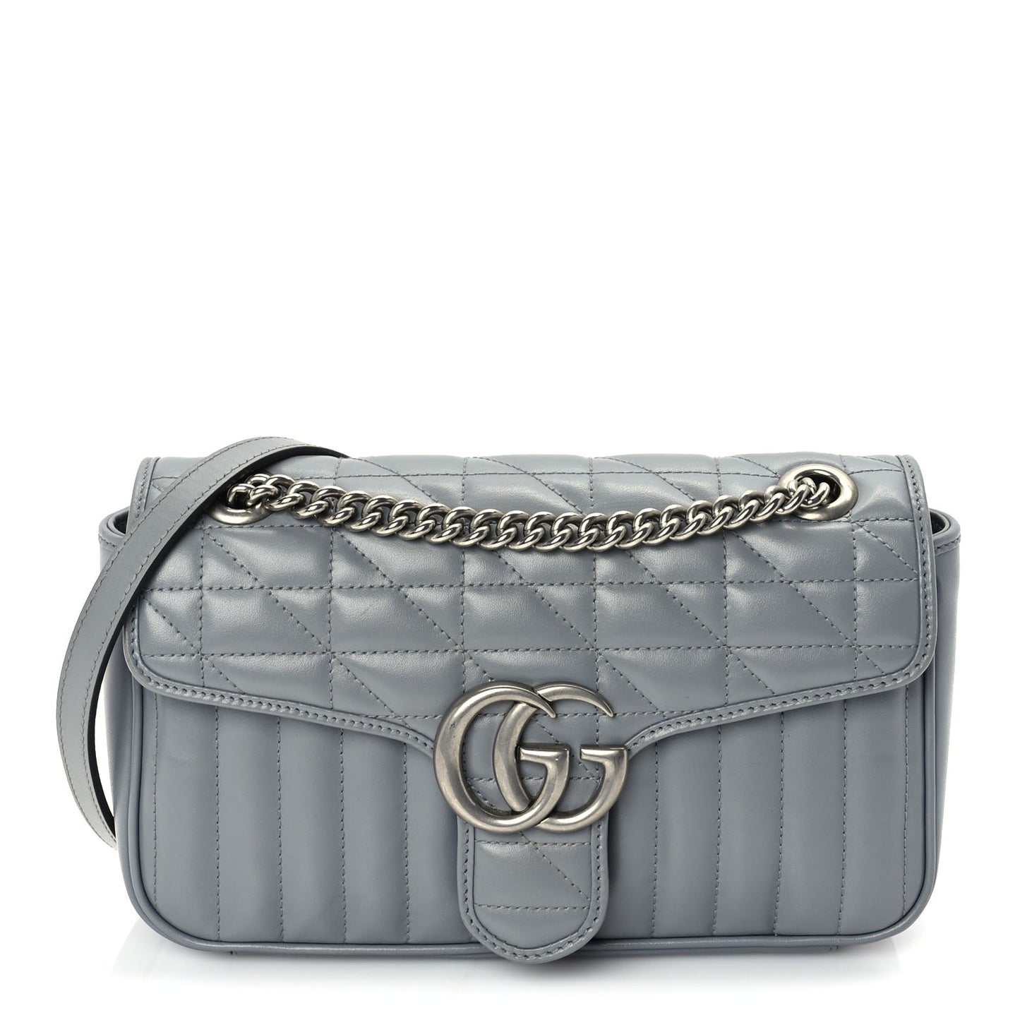 Calfskin Matelasse Aria Small GG Marmont Shoulder Bag  Deep Grey