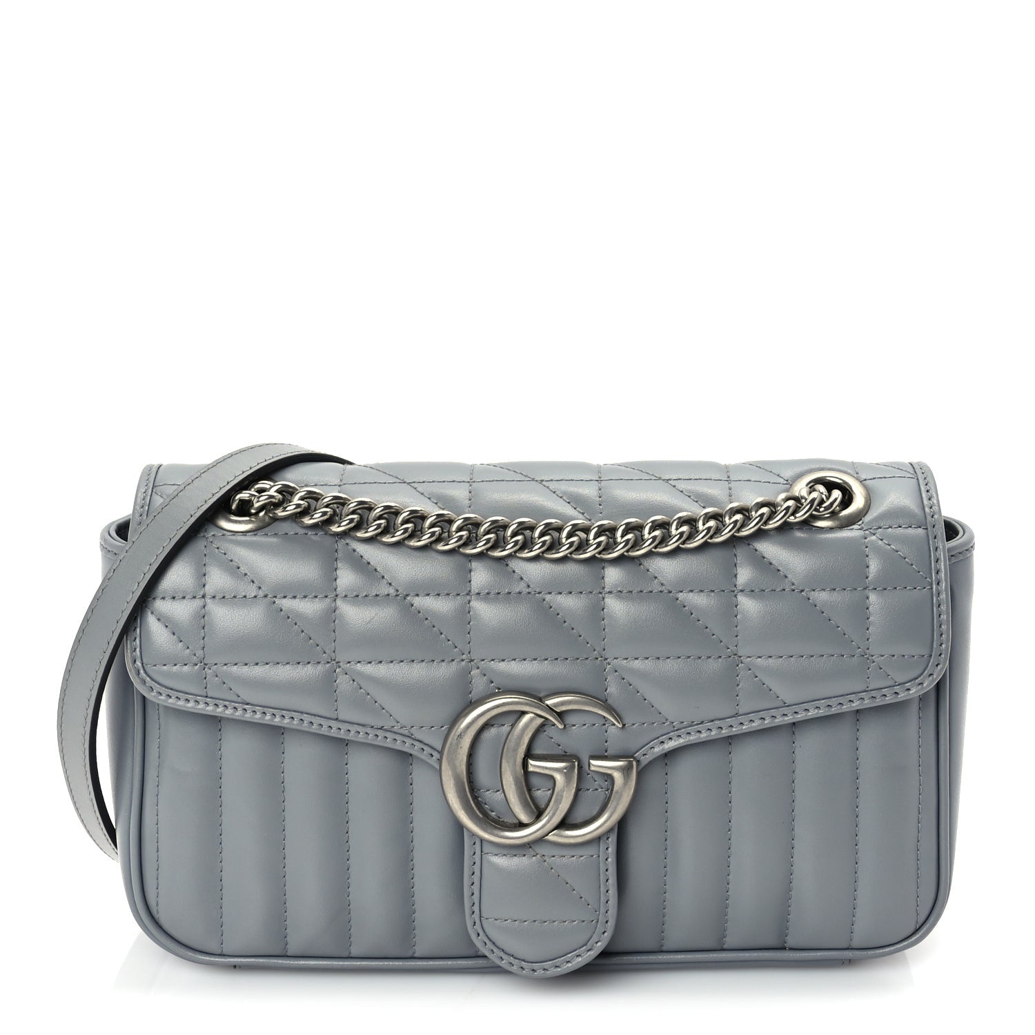 Gucci Calfskin Matelasse Aria Small GG Marmont Shoulder Bag  Deep Grey 1 of 8