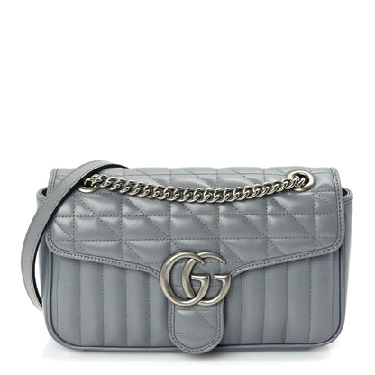 Gucci Calfskin Matelasse Aria Small GG Marmont Shoulder Bag  Deep Grey 1 of 8