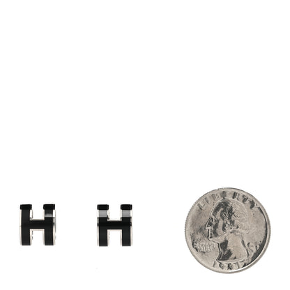 Hermes Palladium Lacquered Mini Pop H Earrings Black 2 of 6