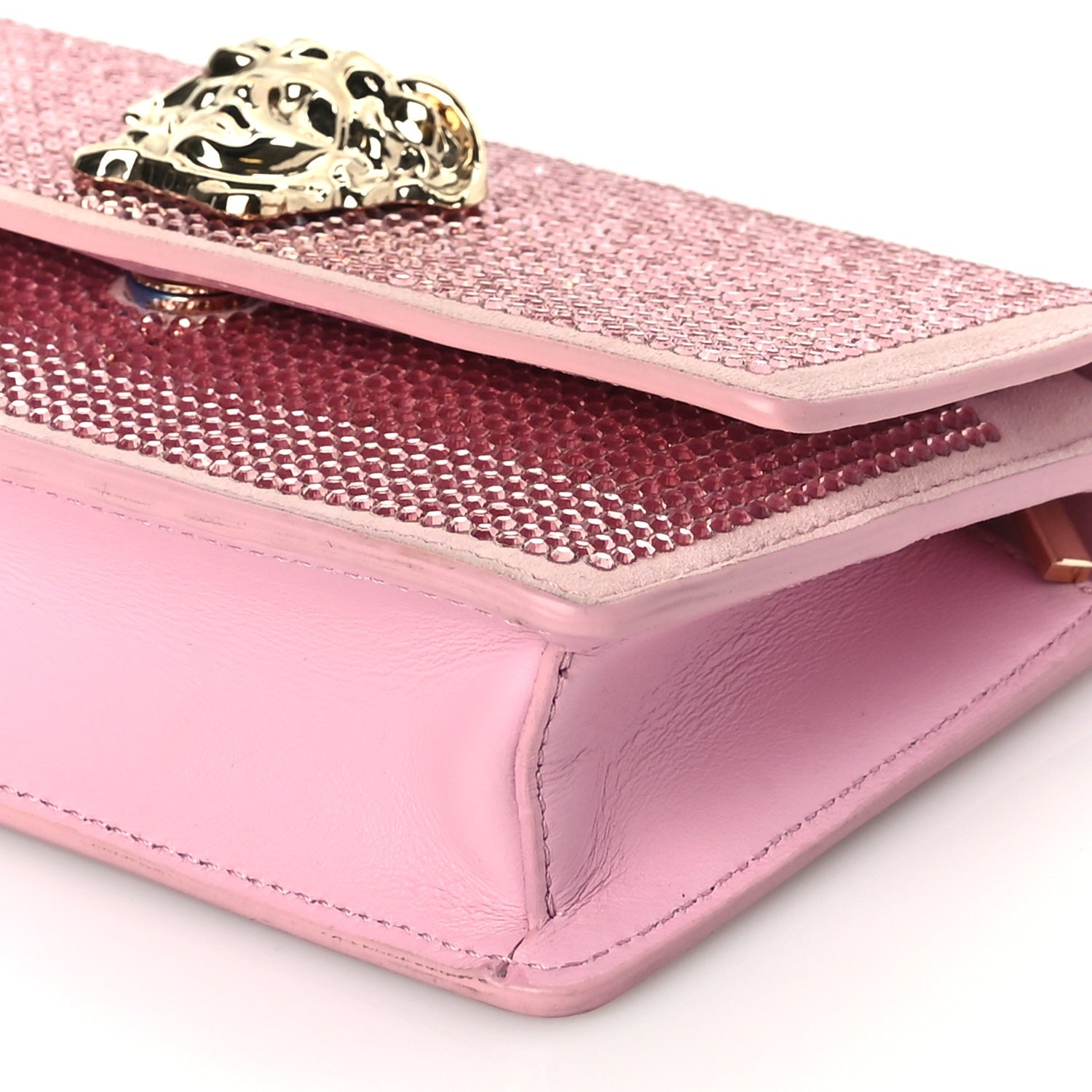Versace Vitello Crystal Palazzo Evening Bag Pink 8 of 8