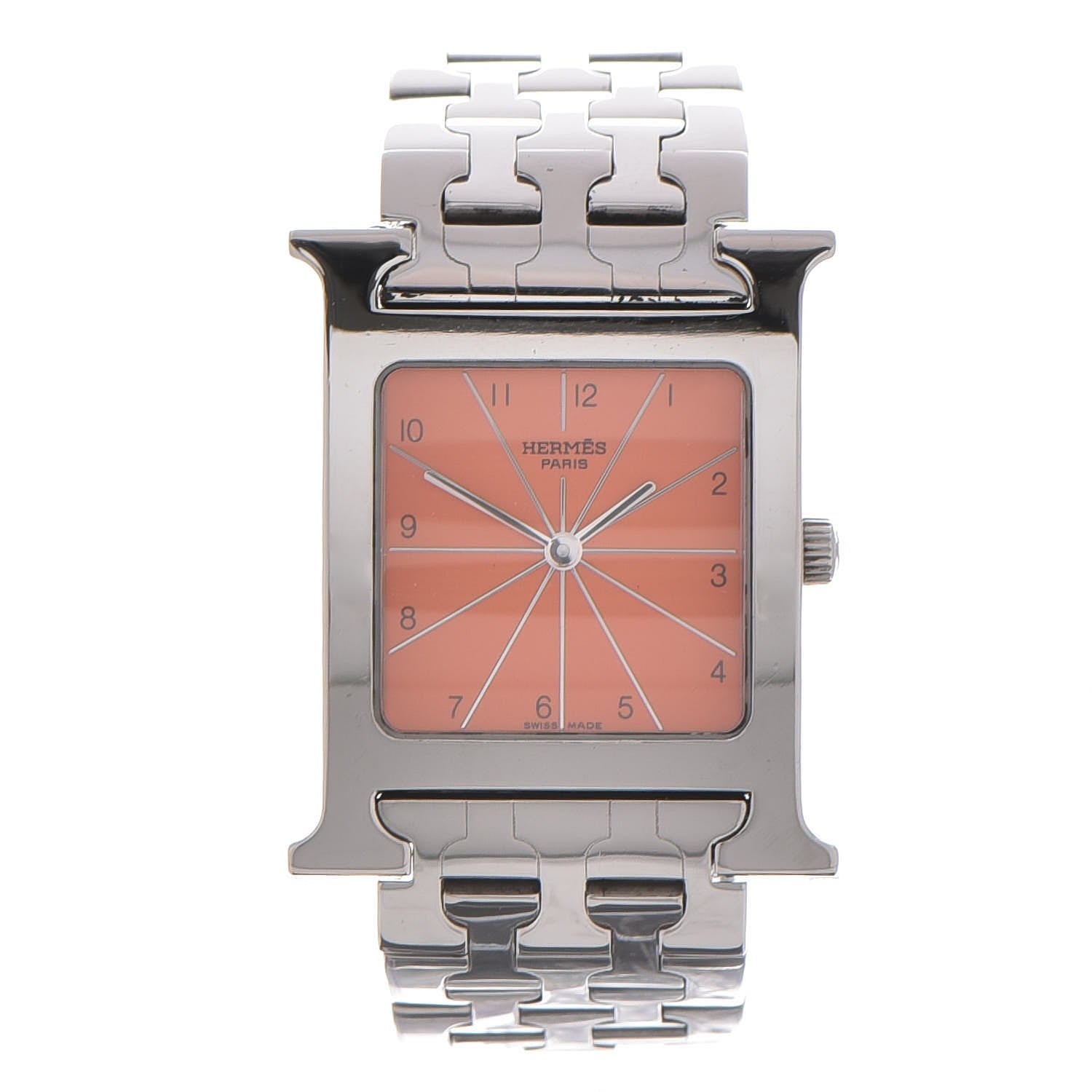 Hermes Stainless Steel 26mm Heure H Hour Quartz Watch Orange 1 of 7