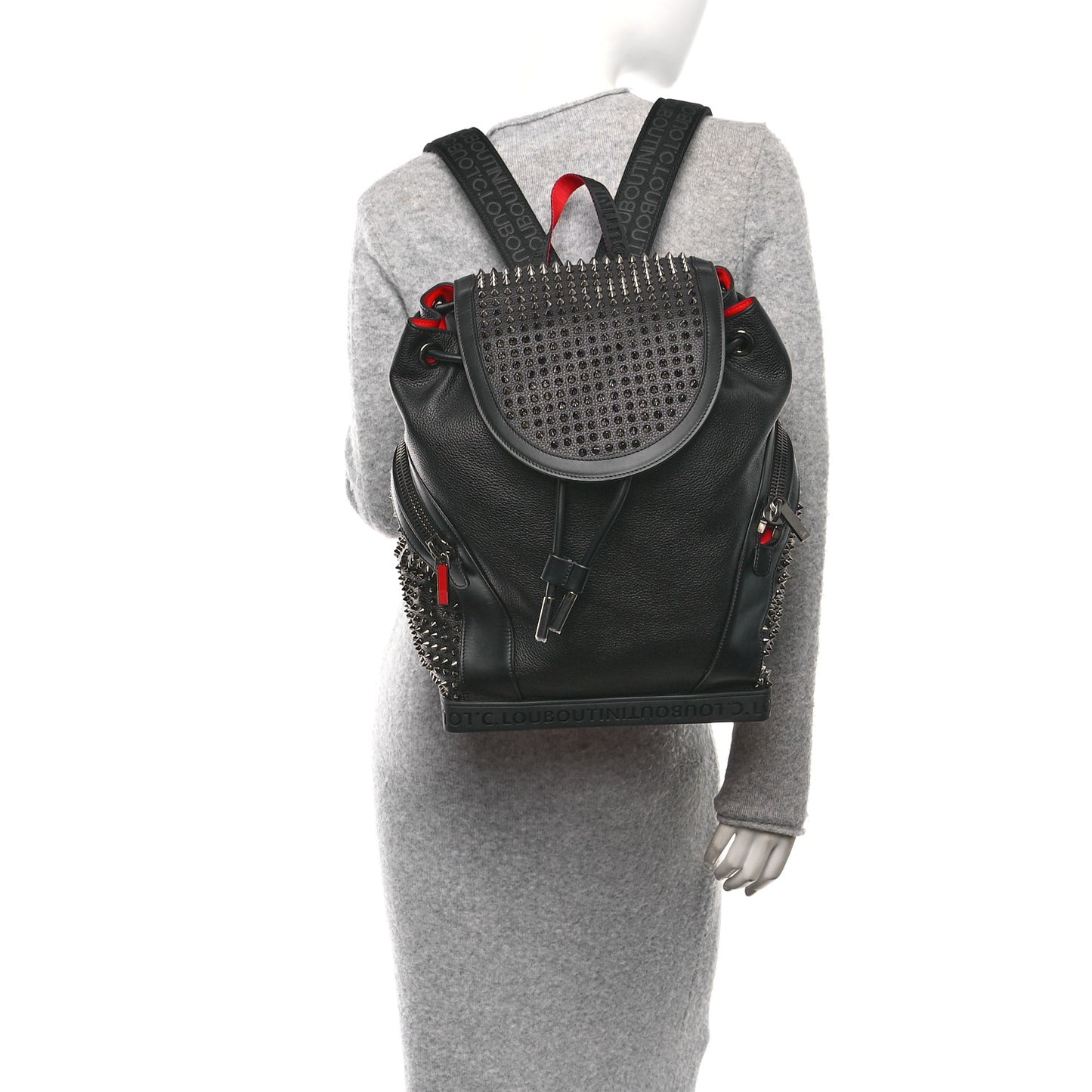 Calfskin Spiked Explorafunk Backpack Black