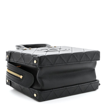 Chanel Calfskin Quilted Small Studded Square Vanity Case Black 4 of 10