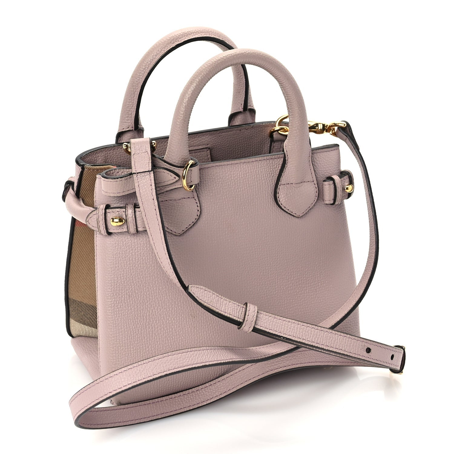 Burberry Derby Calfskin House Check Small Banner Tote Pale Orchid 2 of 8