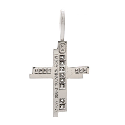 Harry Winston Platinum Diamond Traffic Cross Pendant 3 of 4