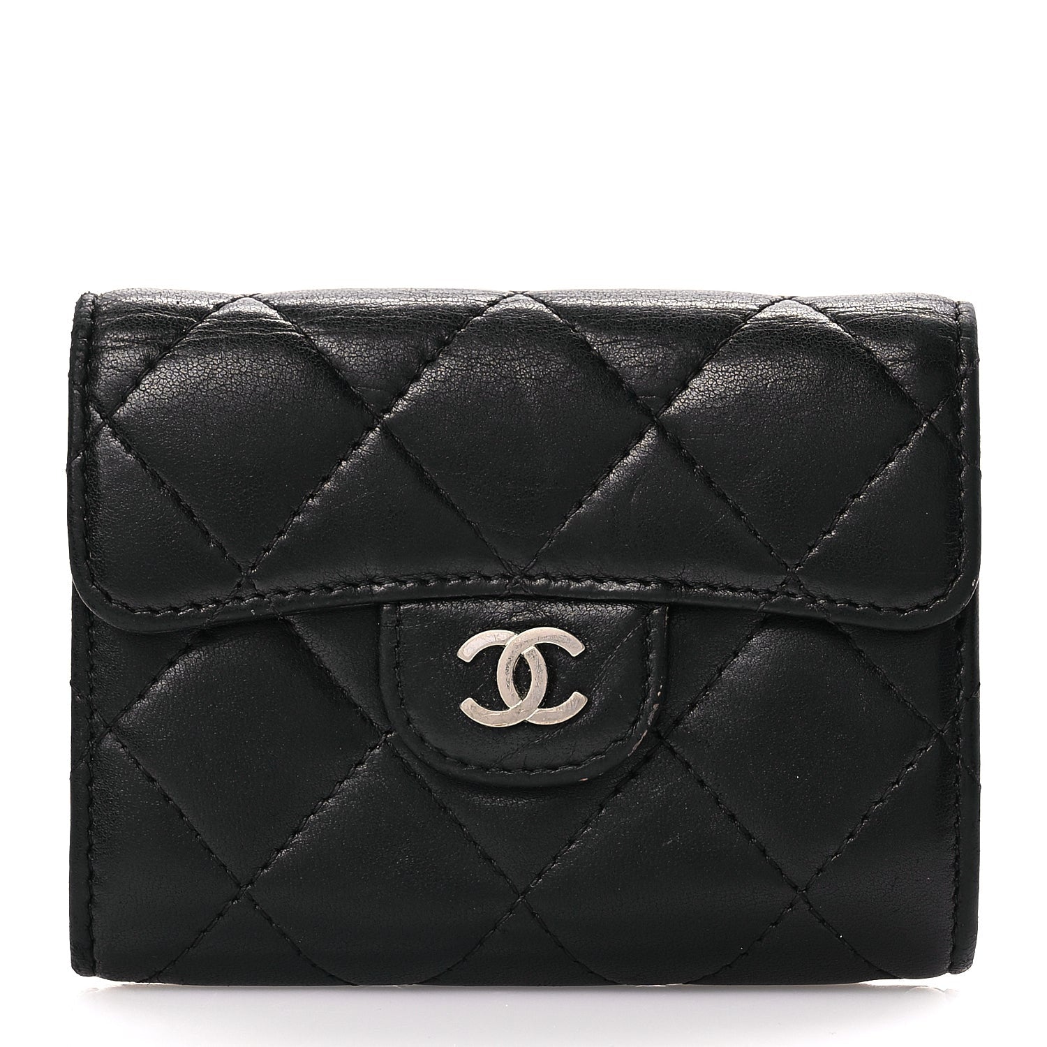 Chanel Lambskin Quilted Flap Card Holder Wallet Black 1 of 7